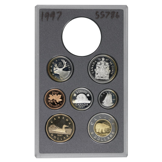 1997 Silver Frosted Proof Canada 7-coin Sets broken from the Proof Double Dollar set