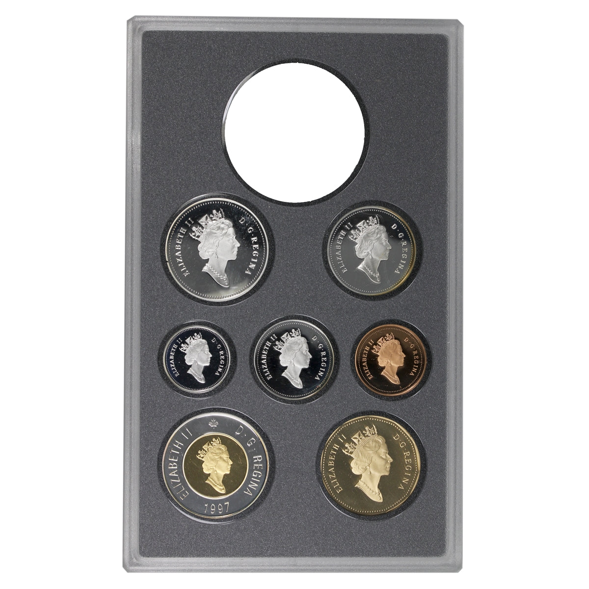 1997 Silver Frosted Proof Canada 7-coin Sets broken from the Proof Double Dollar set