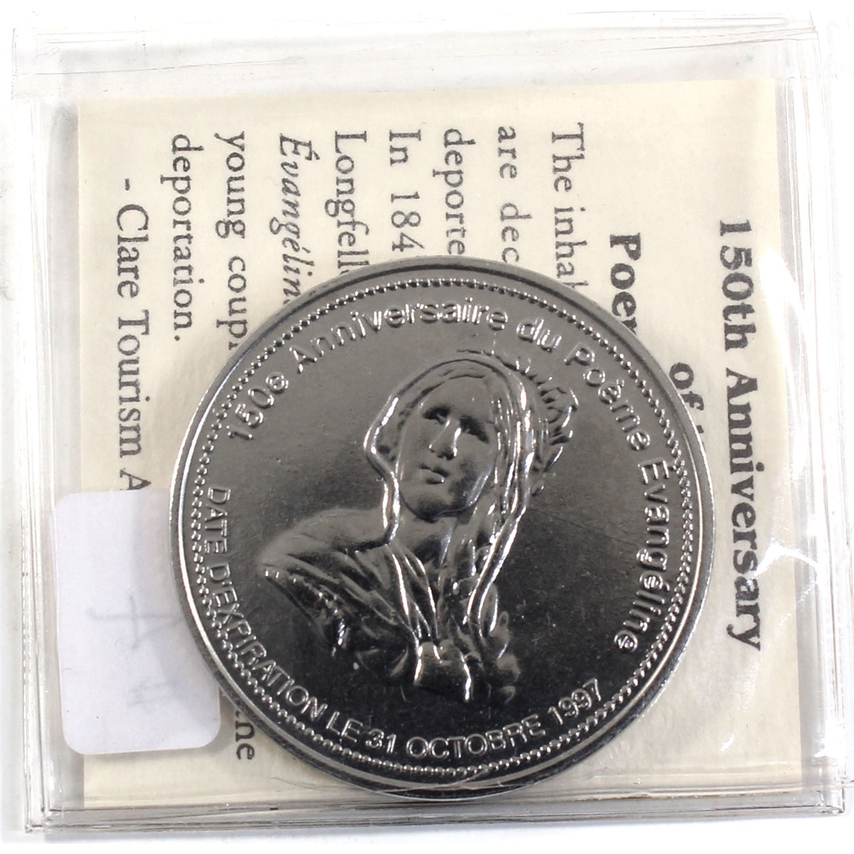 1997 Saint Mary's Bay Nova Scotia Anniversary of Evangeline Trade Dollar Token