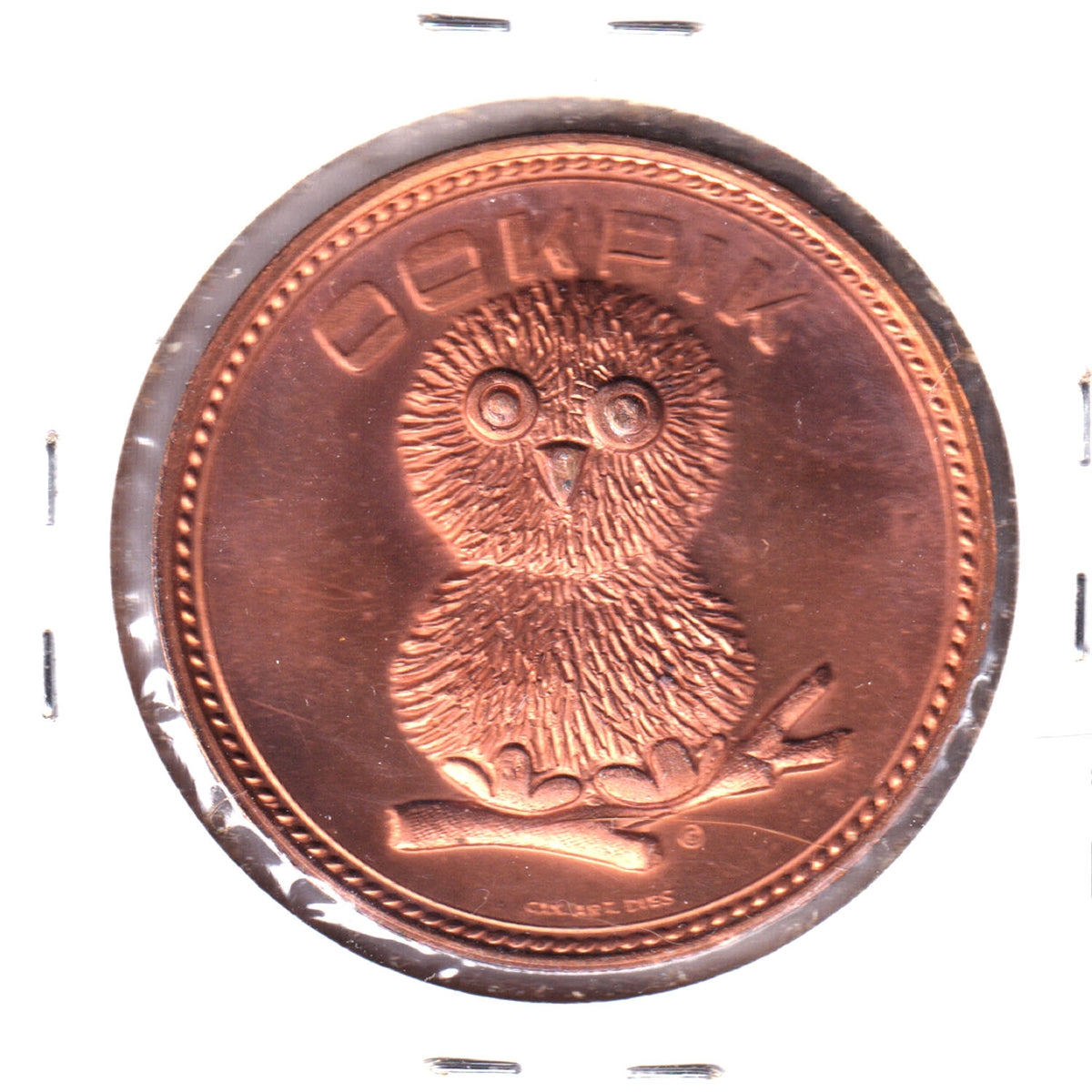 1964 Ookpik Salutes Canada's Flag Coloured Medallion (Corrosion)