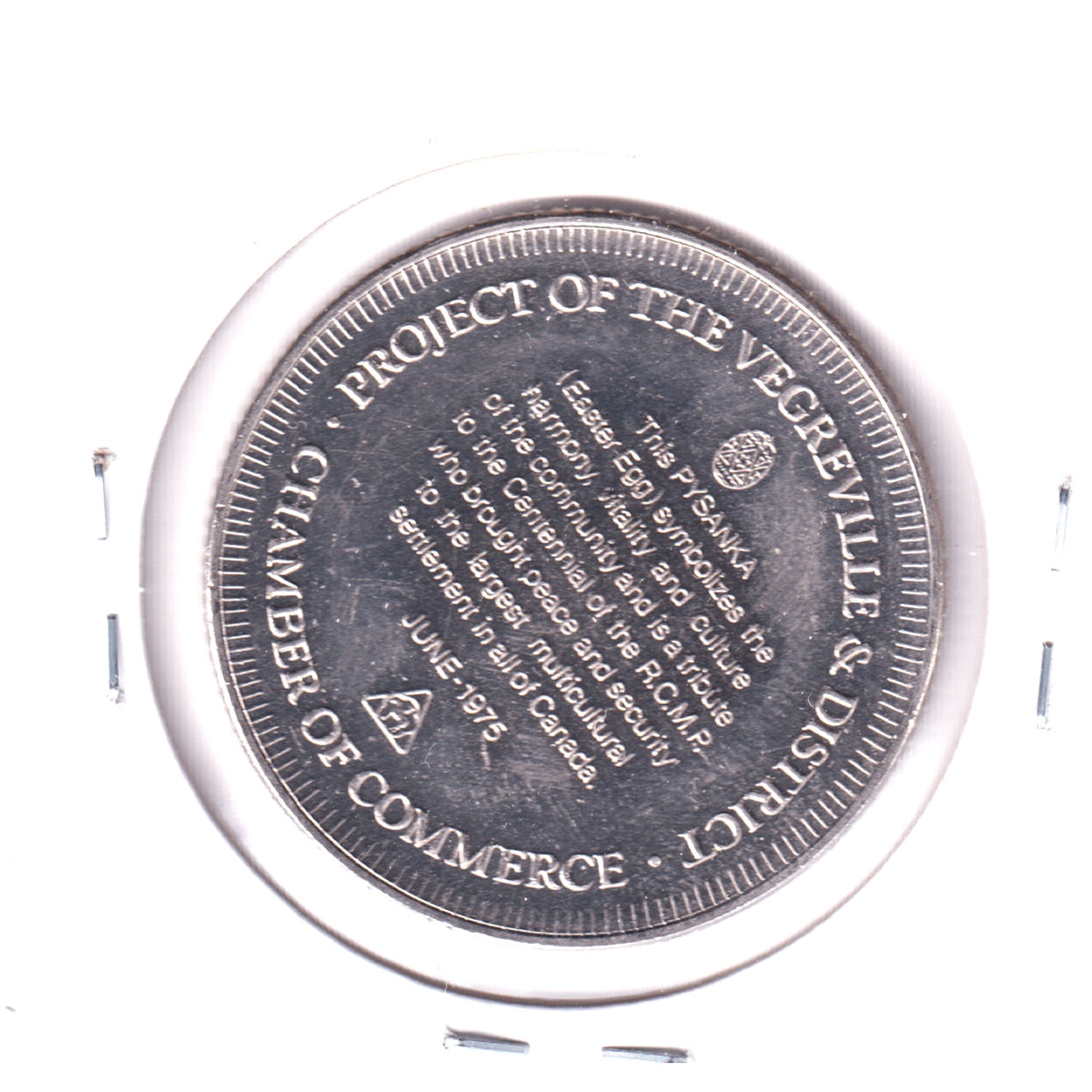 Vegreville, Alberta, 1975 Pysanka Commemorative Medallion