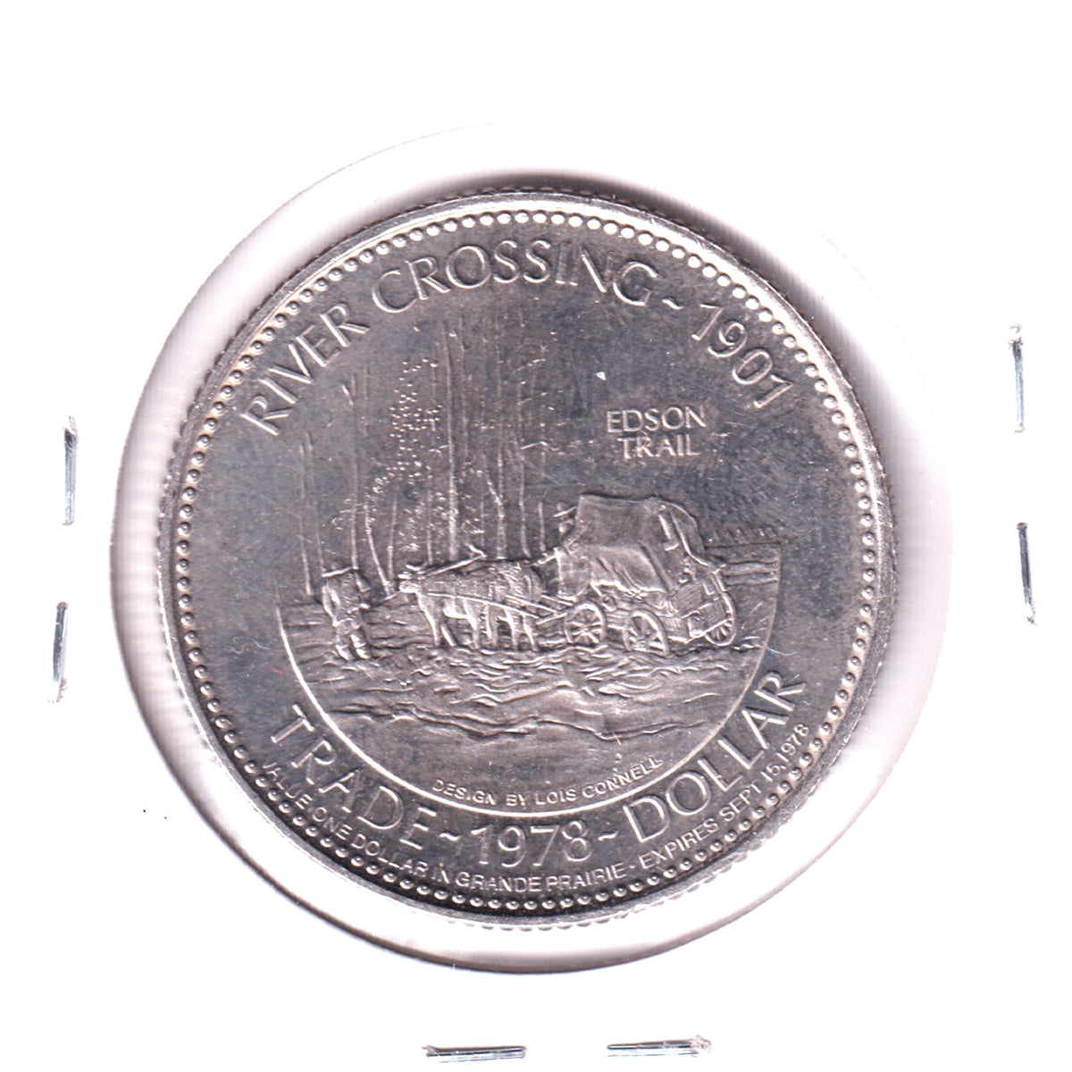 Grande Prairie, Alberta, 1978 Trade Dollar - Edson Trail & Swan (Lightly Toned)