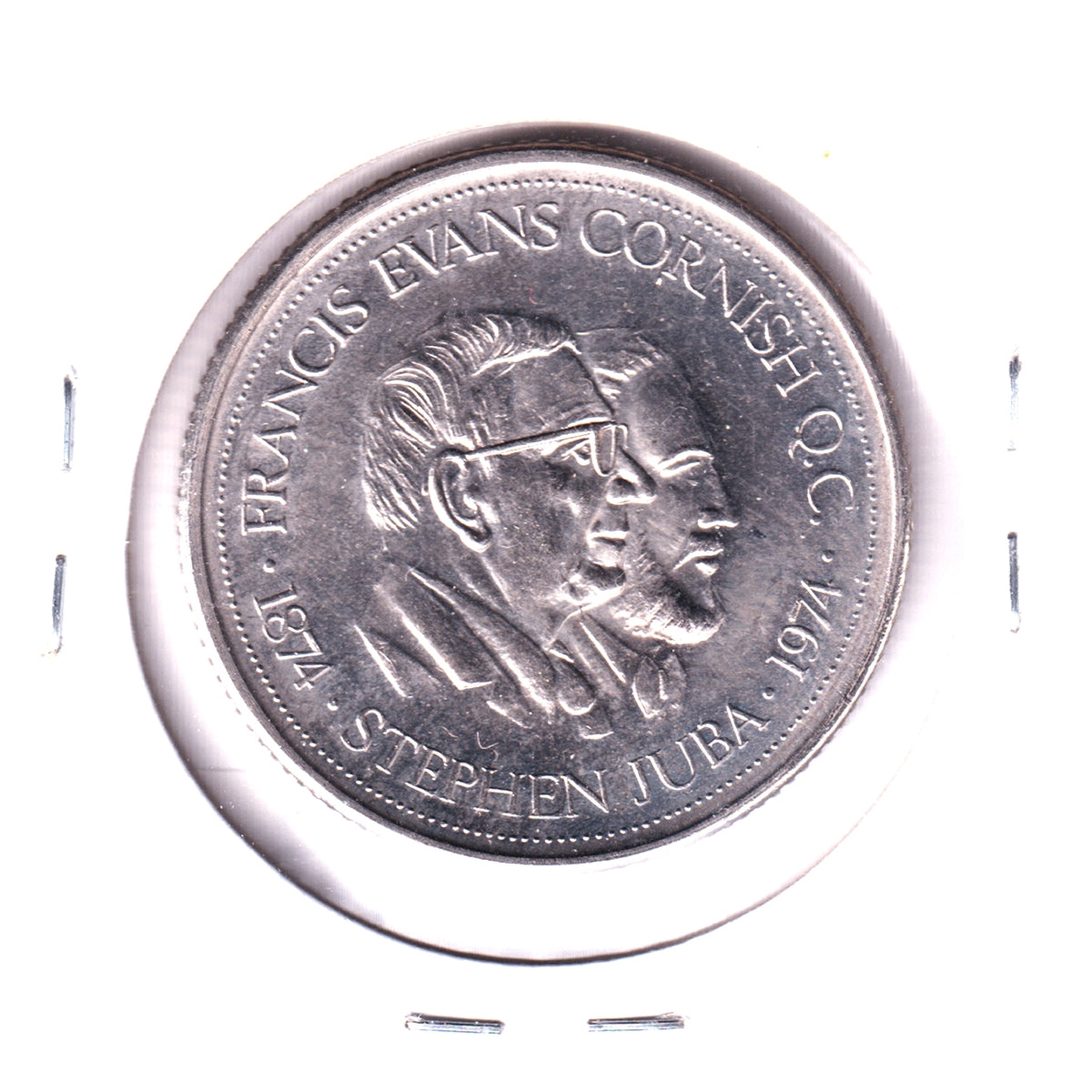 1974 Winnipeg Trade Dollar Token: Francis Evans Cornish & Stephen Juba, Runner Privy