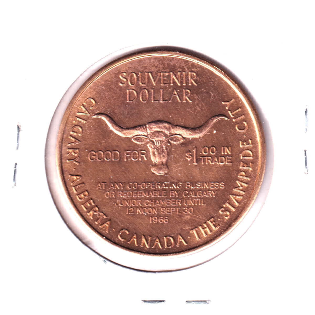 1966 Calgary Stampede Souvenir Dollar Trade Token