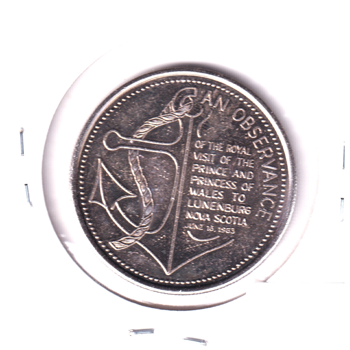 1983 Lunenburg, Nova Scotia, Trade Dollar Token: Visit of Prince & Princess of Wales