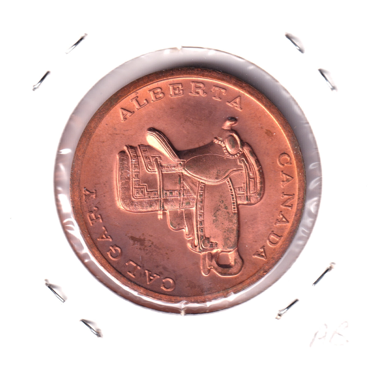 1974 Calgary Stampede Medallion: First RCMP Plane in Alberta (Lightly Toned)