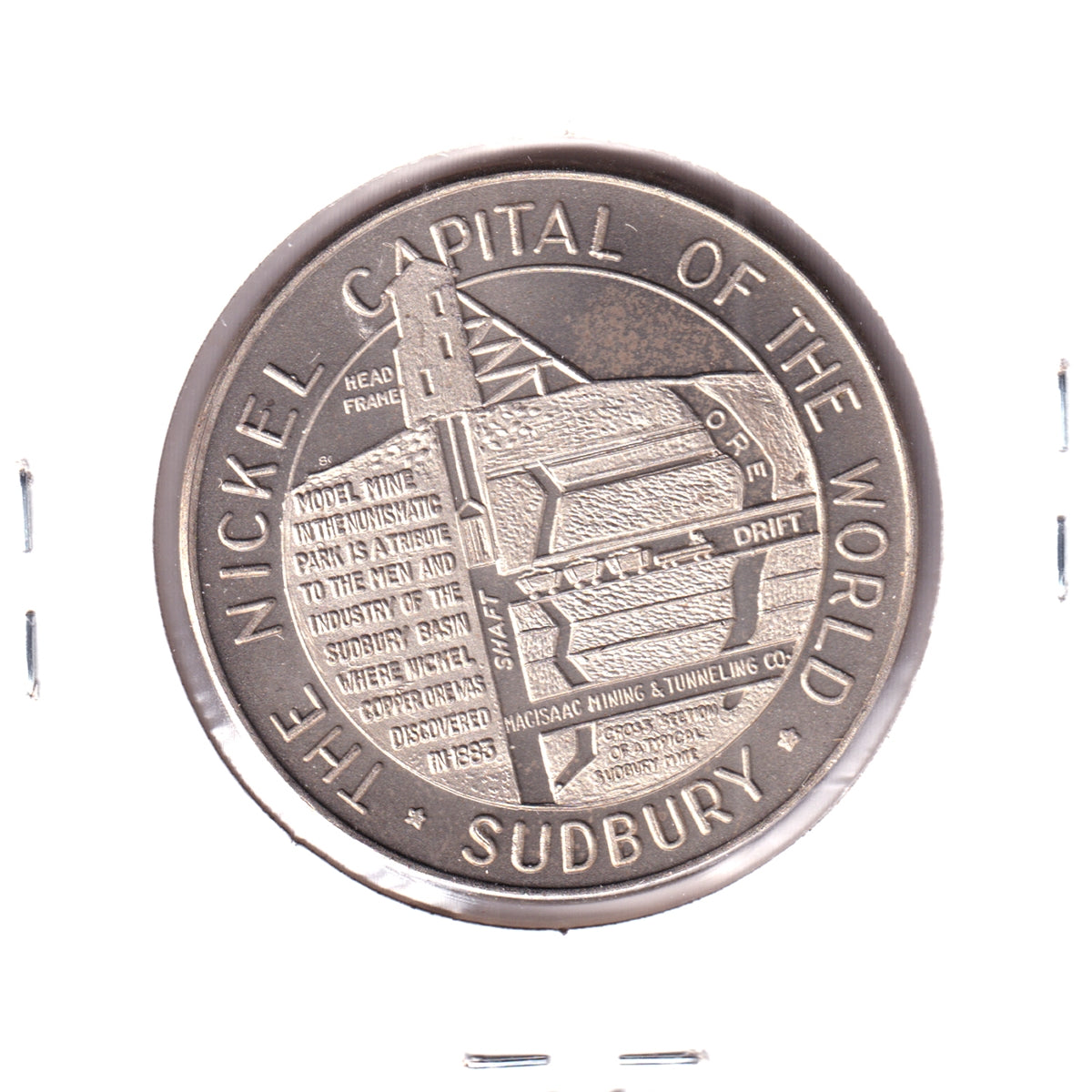 1965 Sudbury, Ont., Model Mine in Centennial Numismatic Park Medallion (Lightly Toned)