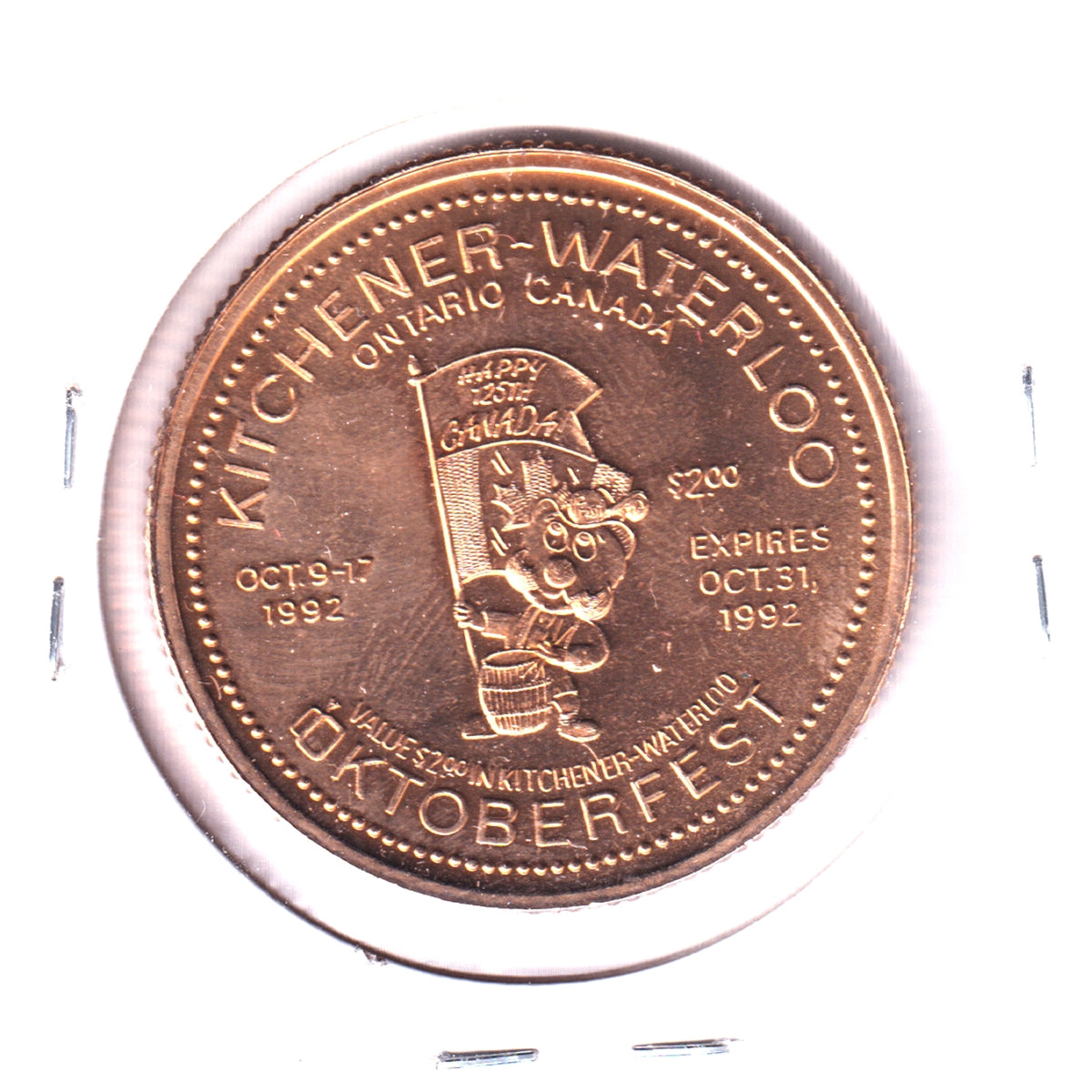 1992 K-W Oktoberfest $2 Trade Dollar Token: Old Blair Mill