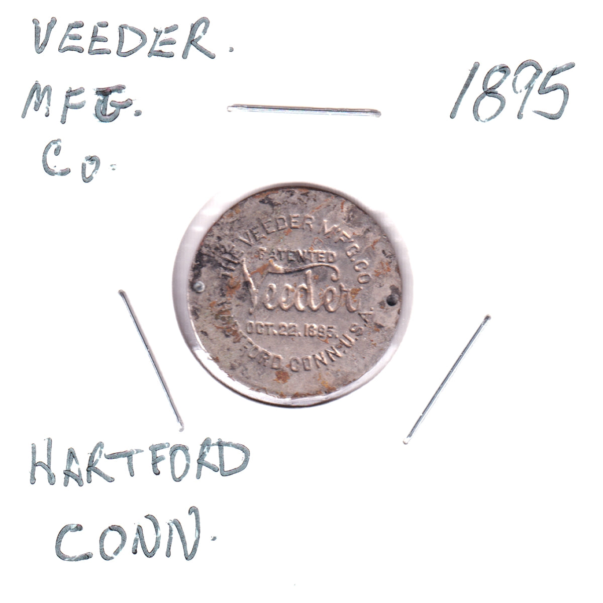 The Veeder Mfg Company Patented VEEDER Oct. 22, 1895, Hartford, Conn., USA Medallion