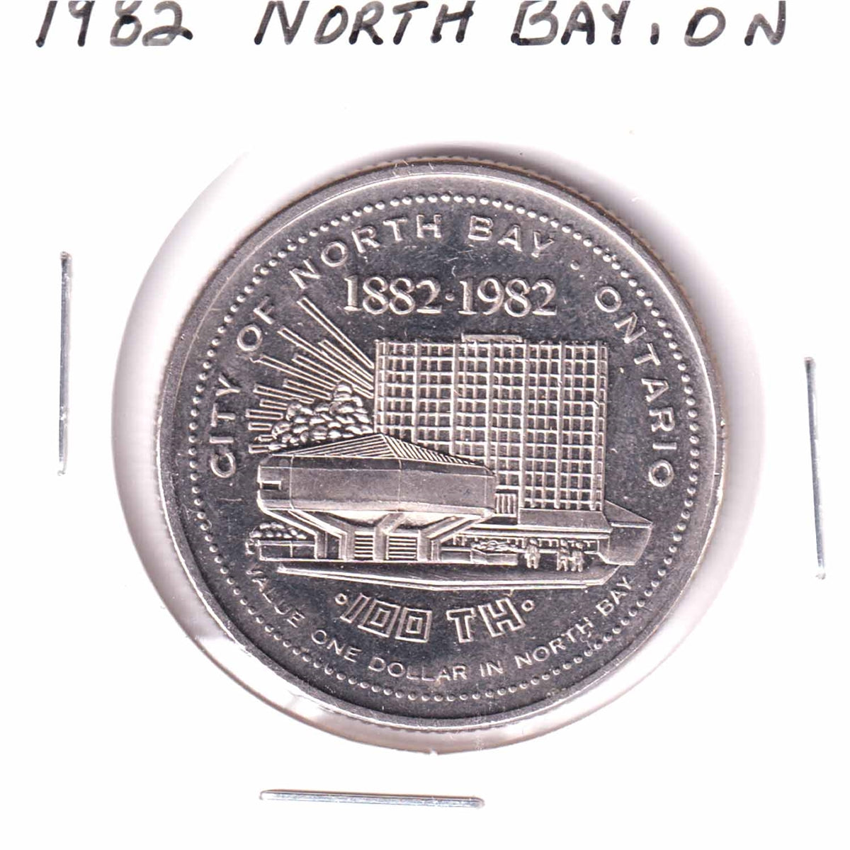 1981 North Bay, ON, 1982 Centennial Trade Dollar Token: Lumbering