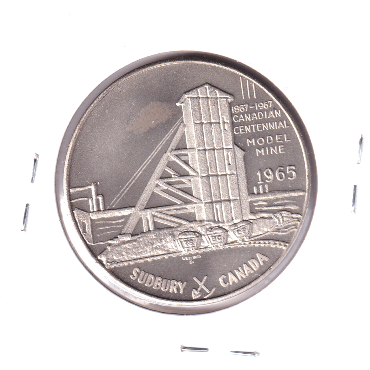 1965 Sudbury, ON, Medallion: Centennial Model Mine (Nickel Colour) May have corrosion