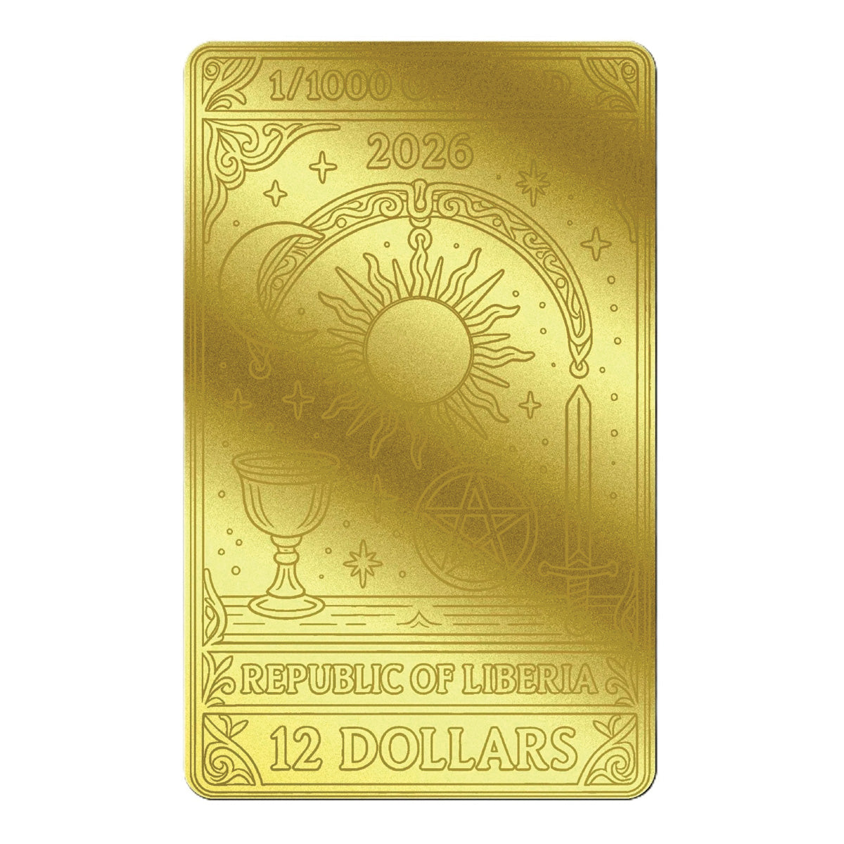 2026 Liberia $12 The Magician 1/1000oz 24K .9999 Gold in Card (No Tax)
