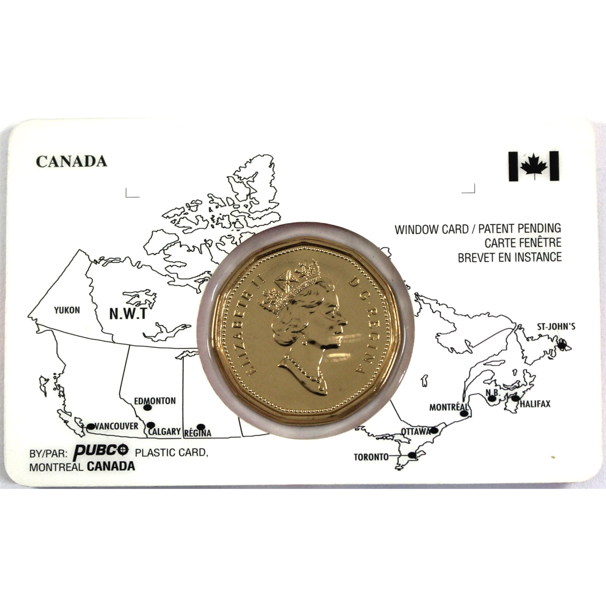 2000 Canada Loon Dollar in RCM Canadian Flag Window Card (Lightly Scuffed)
