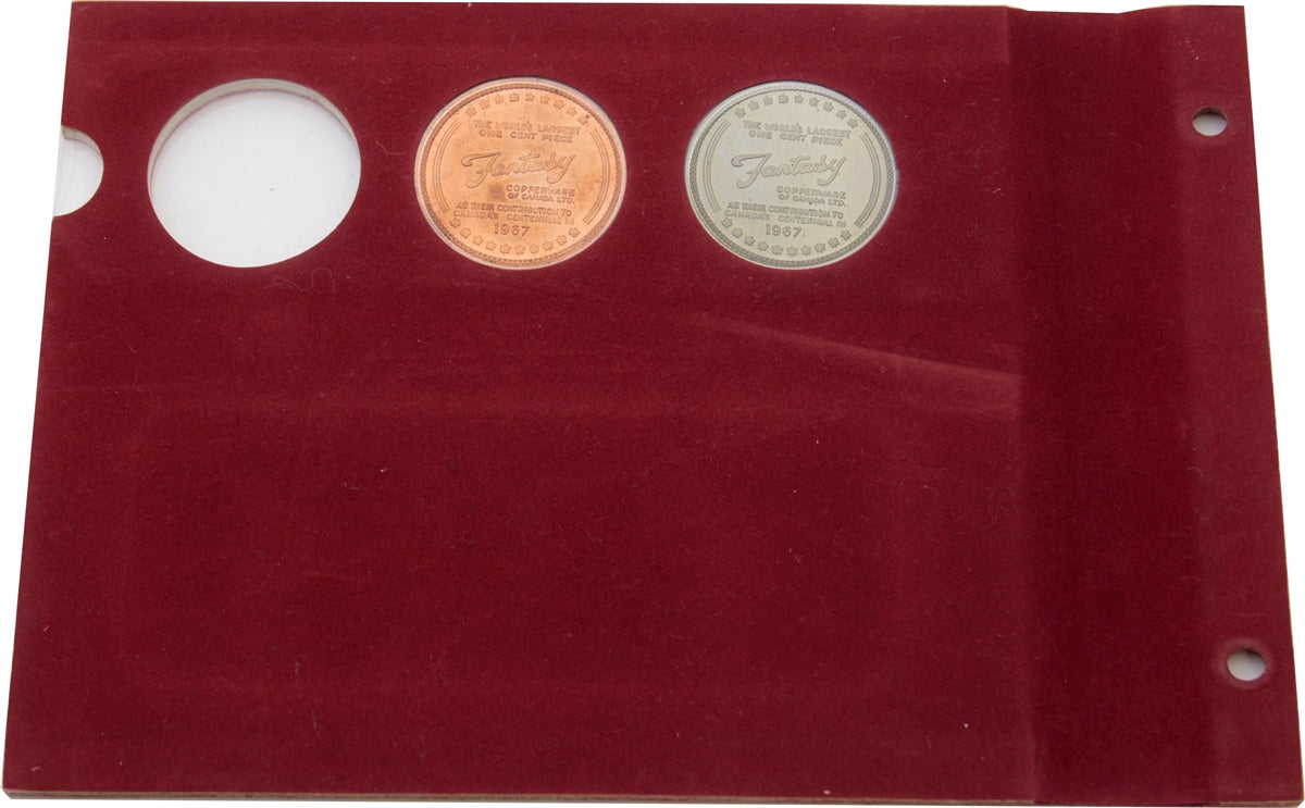 Pair of Medallions Commem. the World's Largest Penny in Numismatic Park, in Red Page
