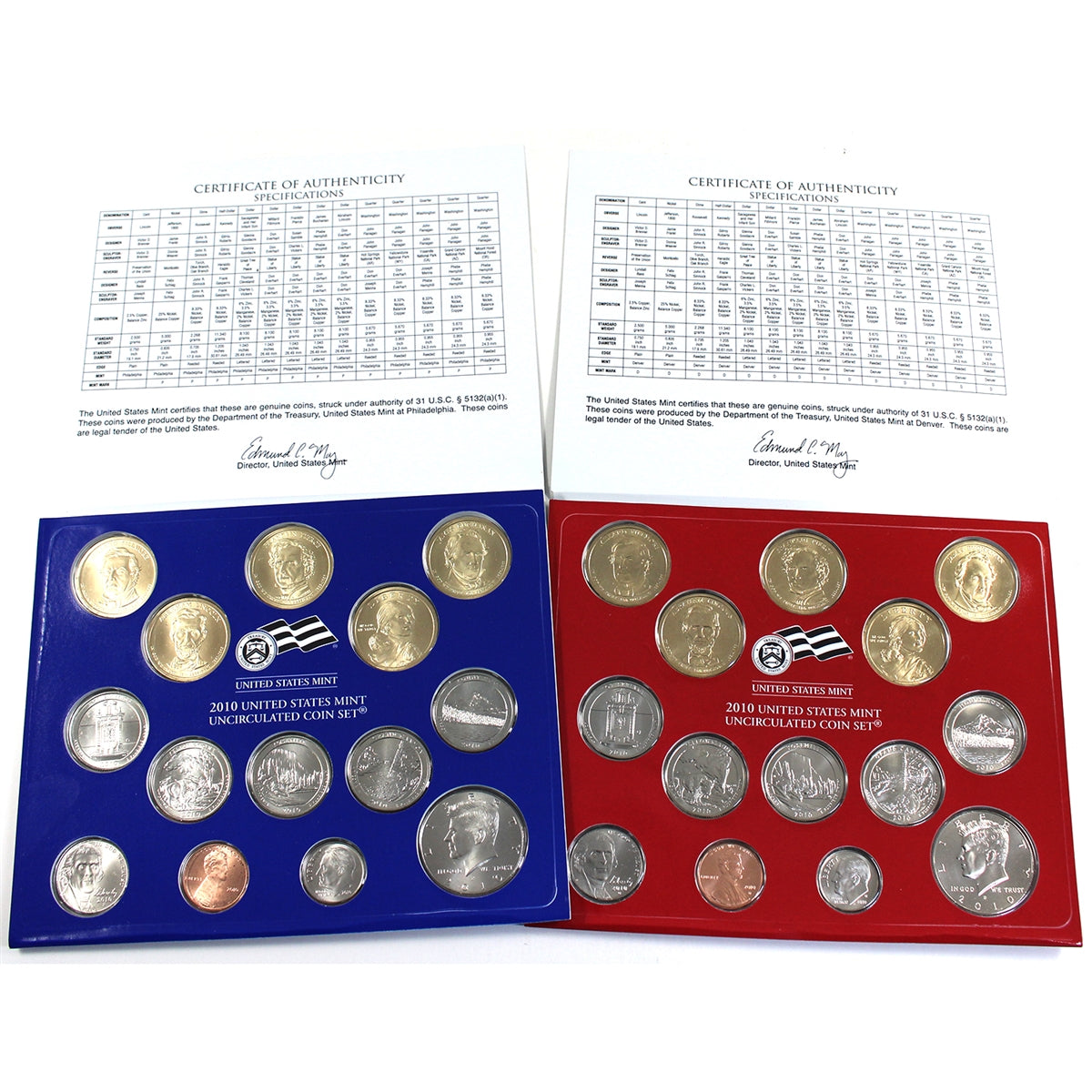 2010 USA Uncirculated Coin Set, P&D Mints (Light Toning/ Wear)