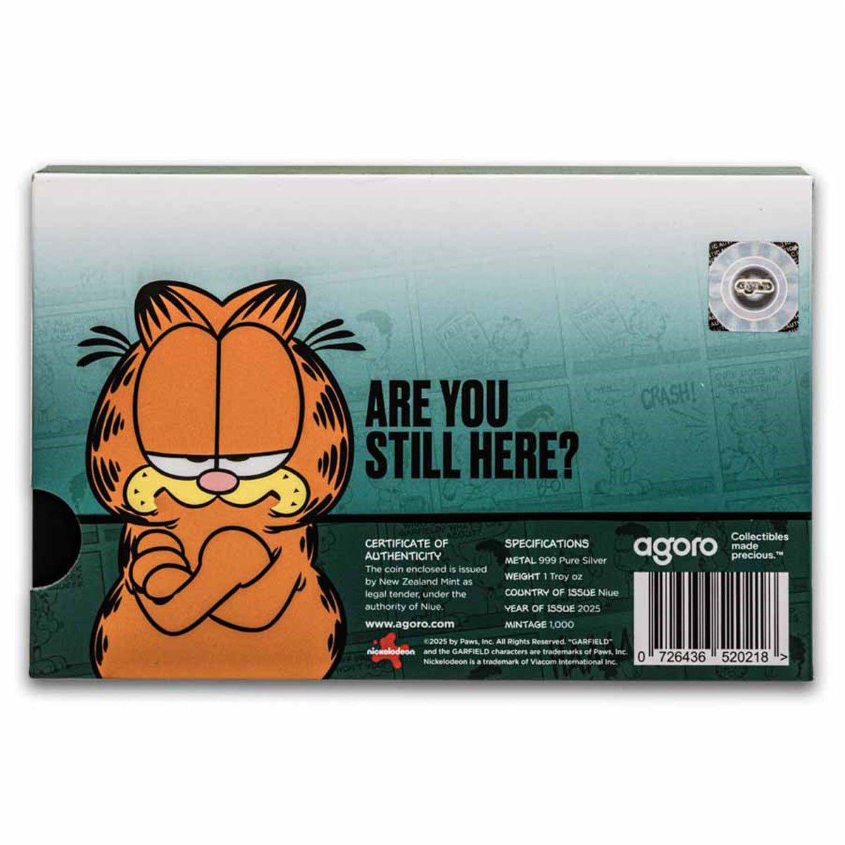 2025 Niue $2 Garfield Comics: I Hate Mondays 1oz Silver Coin (No Tax)