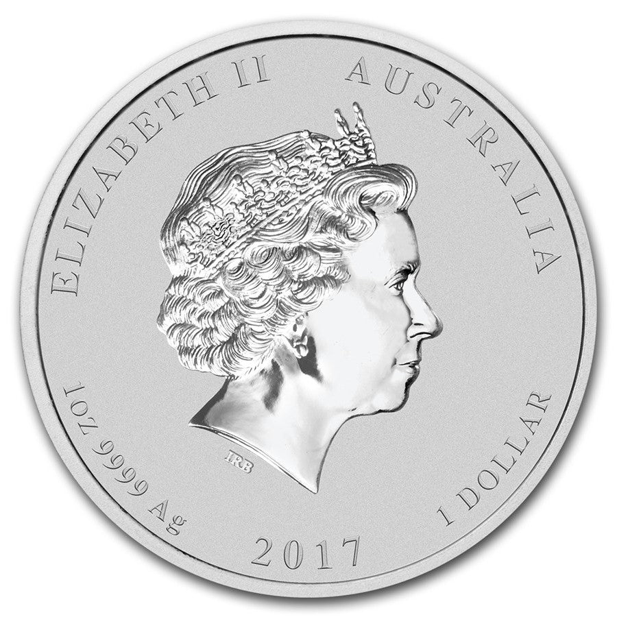 2017 Australia $1 Lunar Year of the Rooster 1oz Silver (No Tax) Capsule Scr