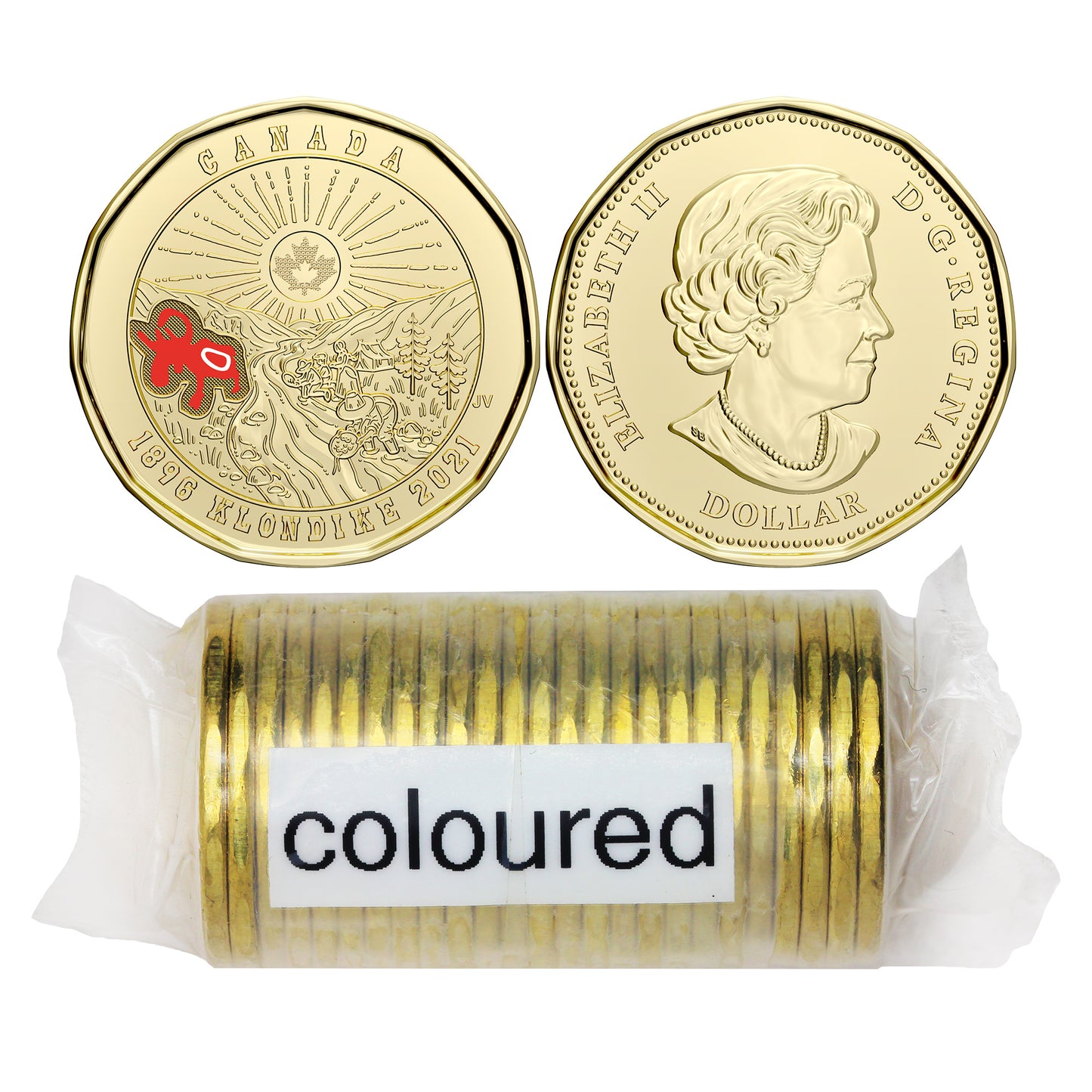 2021 Canada $1 ALL COLOURED 125th Anniversary of the Klondike Gold Rush Roll of 25pcs