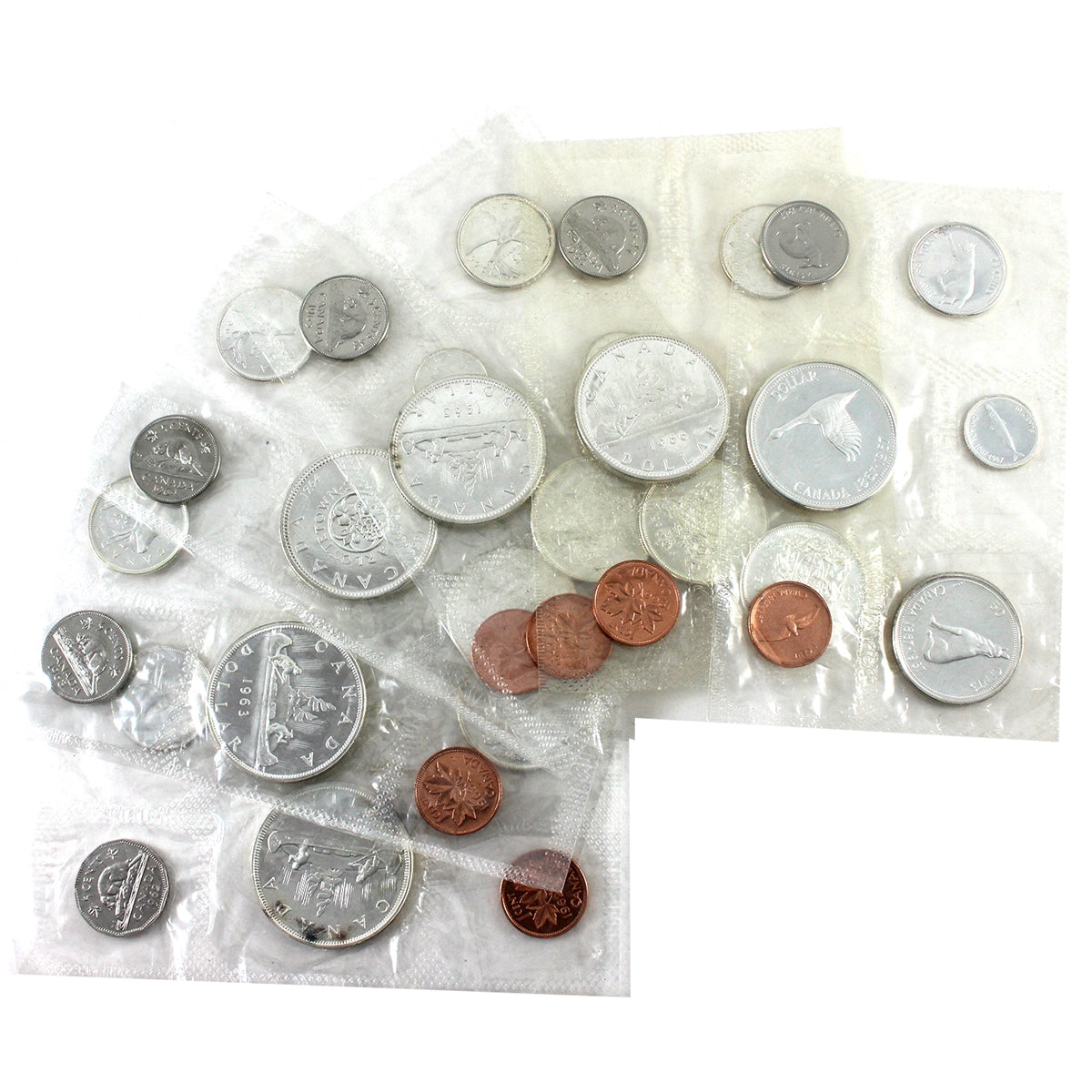 Lot of 6x 1962 to 1967 Canada Proof Like Sets in Pliofilm, 6Pcs (Some toning)