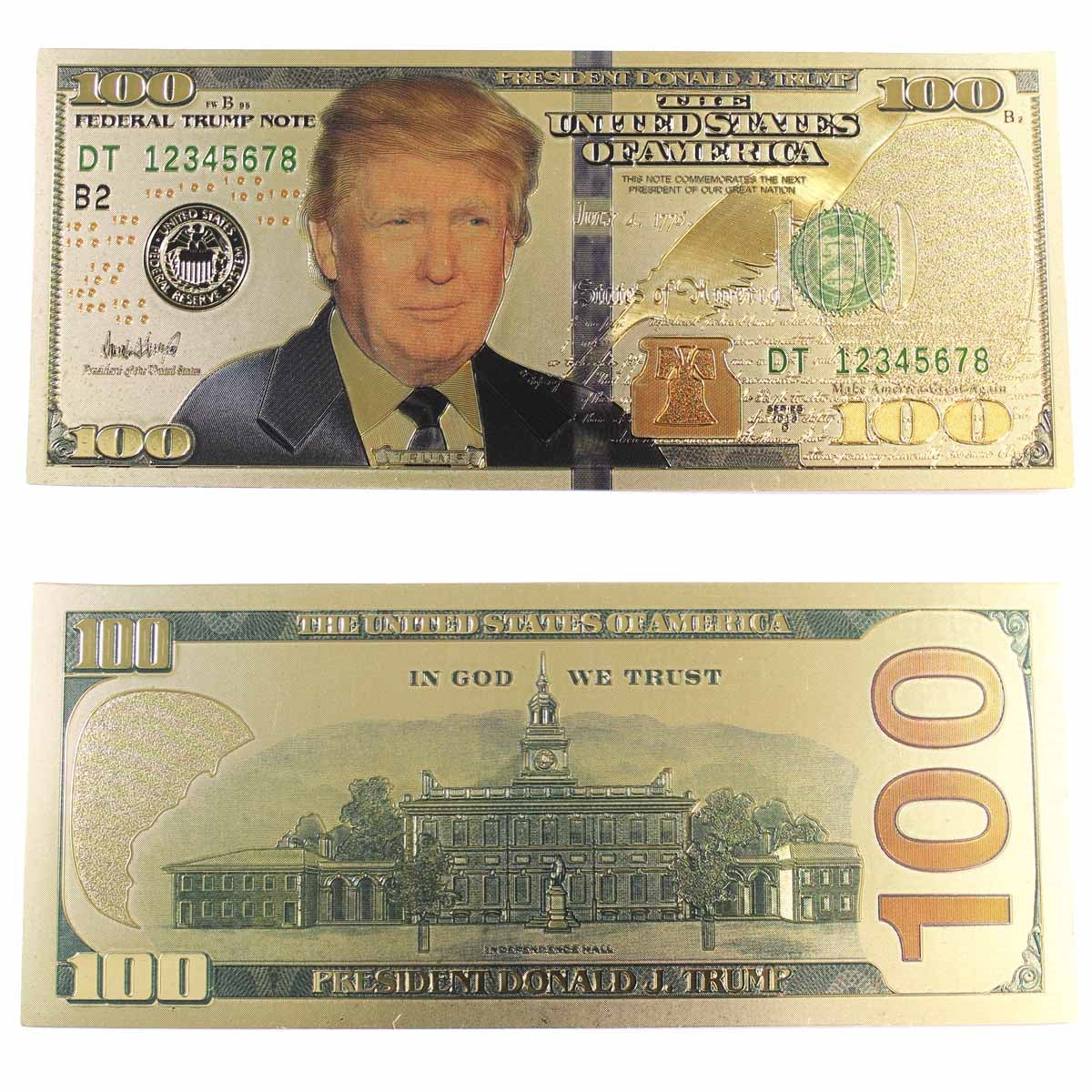 Novelty United States Commemorative $100 Donald Trump Note (Not Legal Tender)