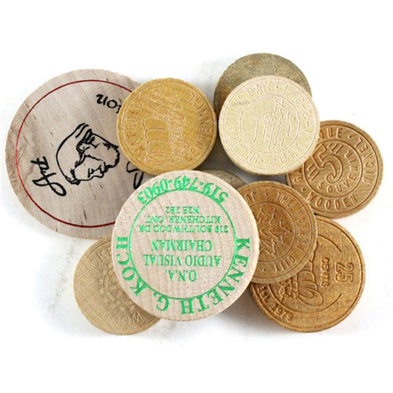 Mixed Lot of 10x Wooden Tokens, Guaranteed All Different, 10Pcs