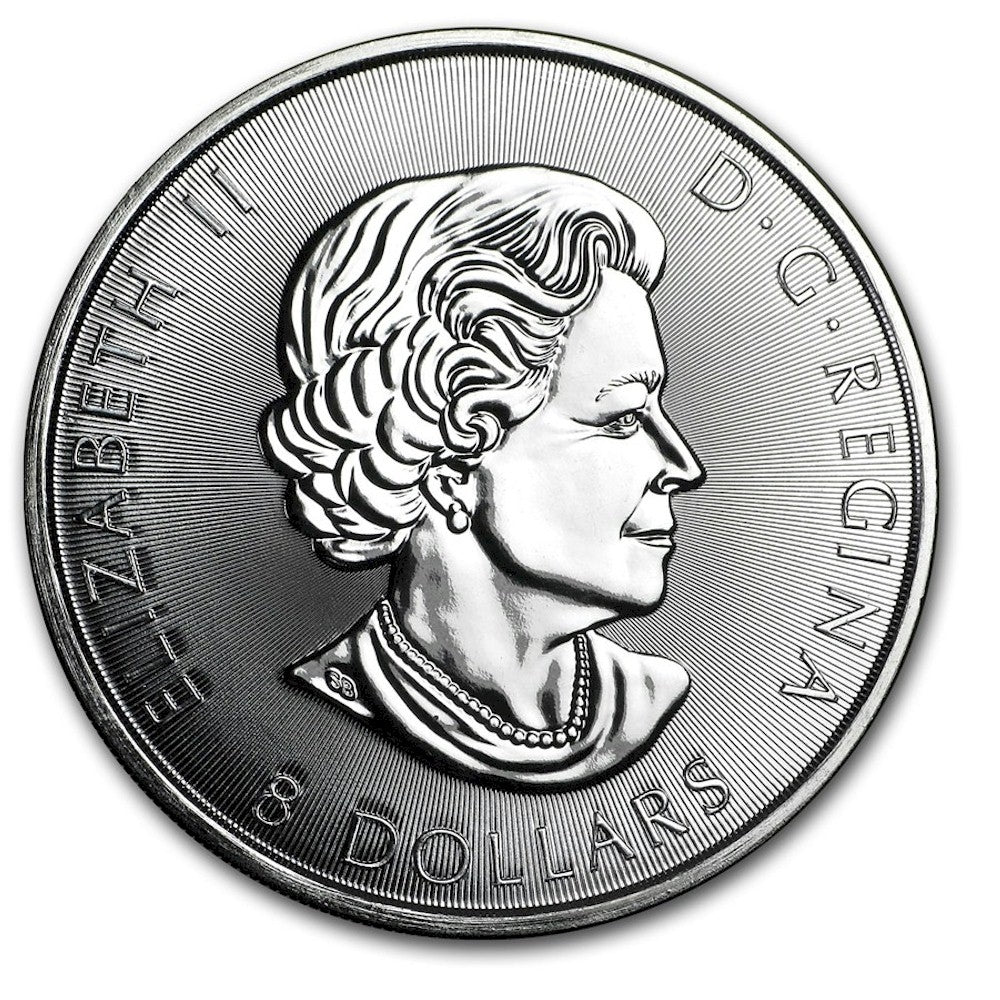 2017 Canada $8 SuperLeaf Maple 1.5oz .9999 Fine Silver (No Tax) Hairline Scr/Light Toning