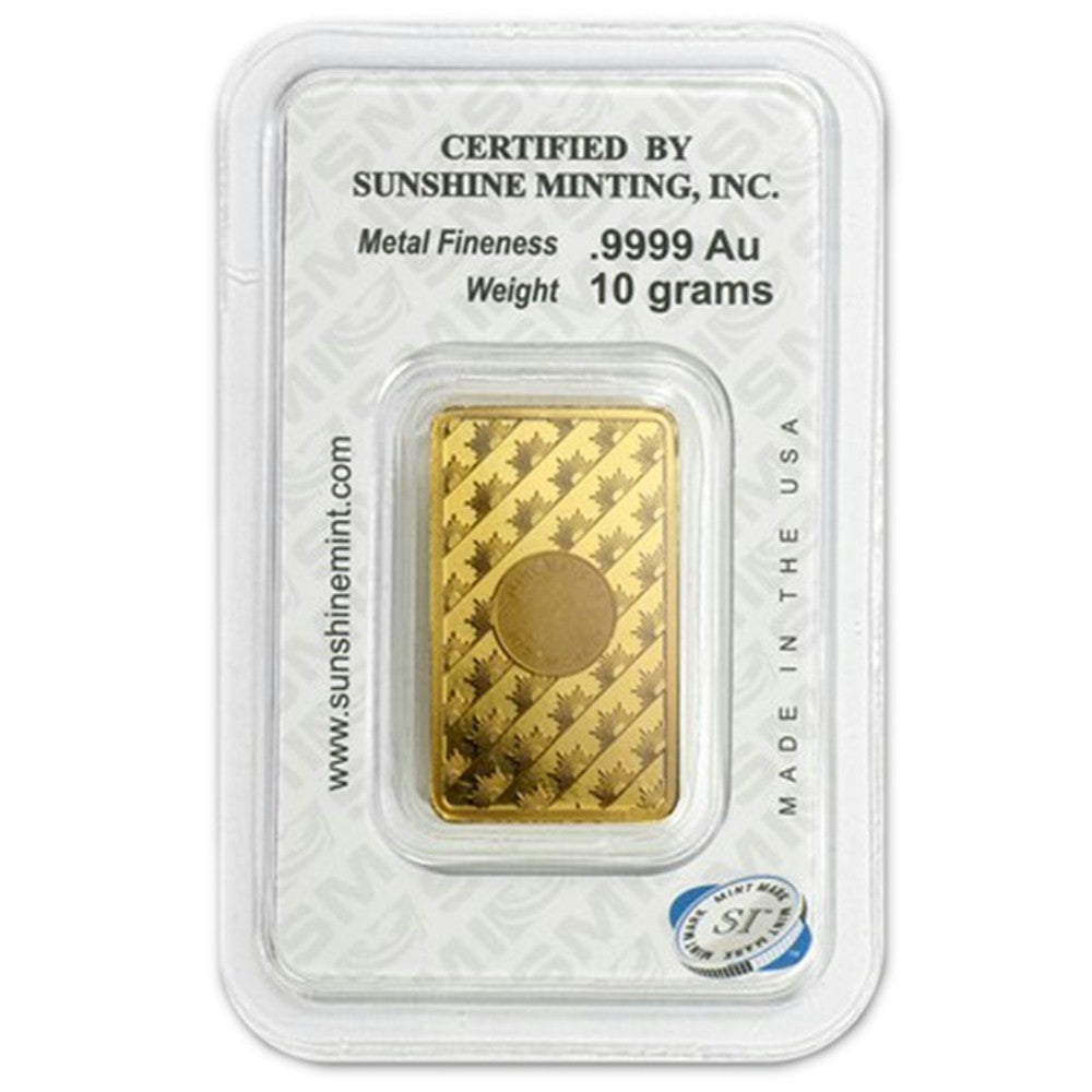 Sunshine Mint 10g .999 Gold Bar Sealed (No Tax) - Scratches on Holder