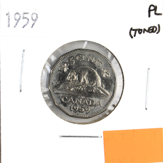 1959 Canada 5-cents Proof Like (Toned, spots, or impaired)