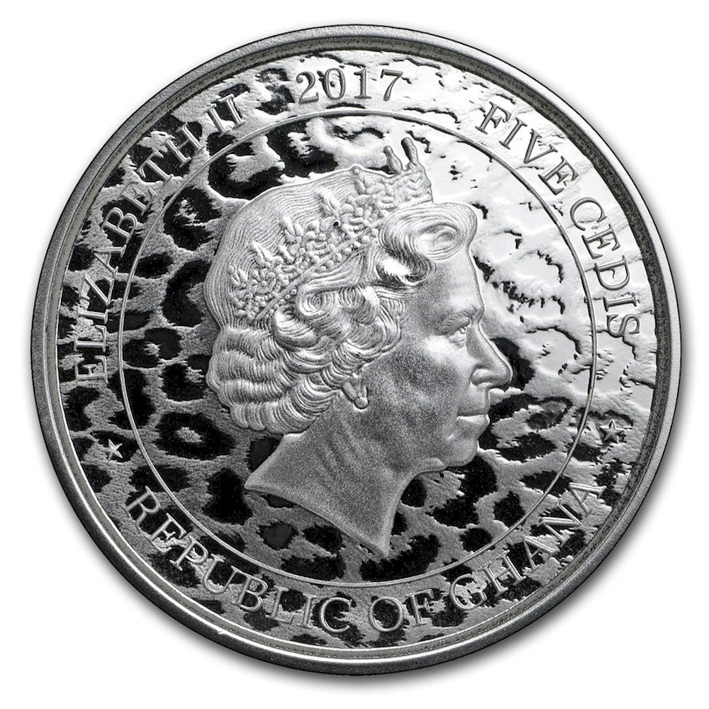 2017 Republic of Ghana African Leopard 1oz. Silver (No Tax) May have light toning