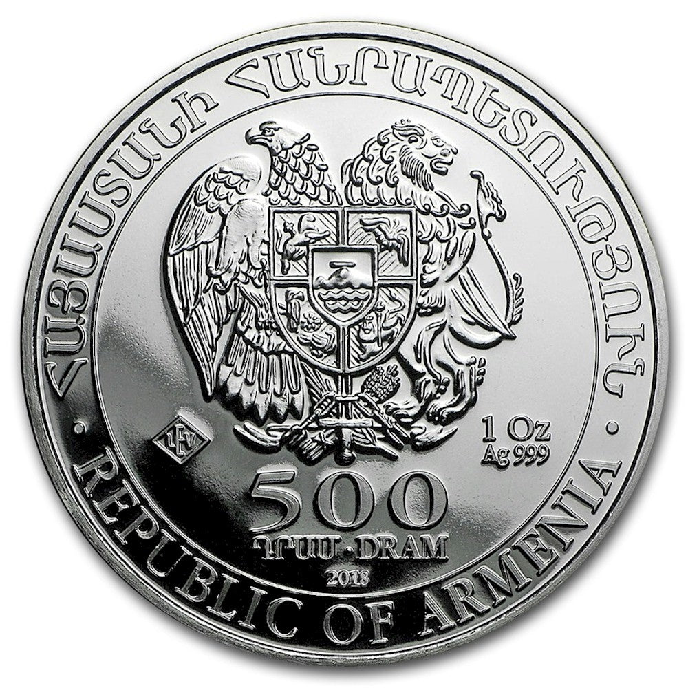 2018 Armenia 500 Drams Noah's Ark 1oz. .999 Silver (No Tax)
