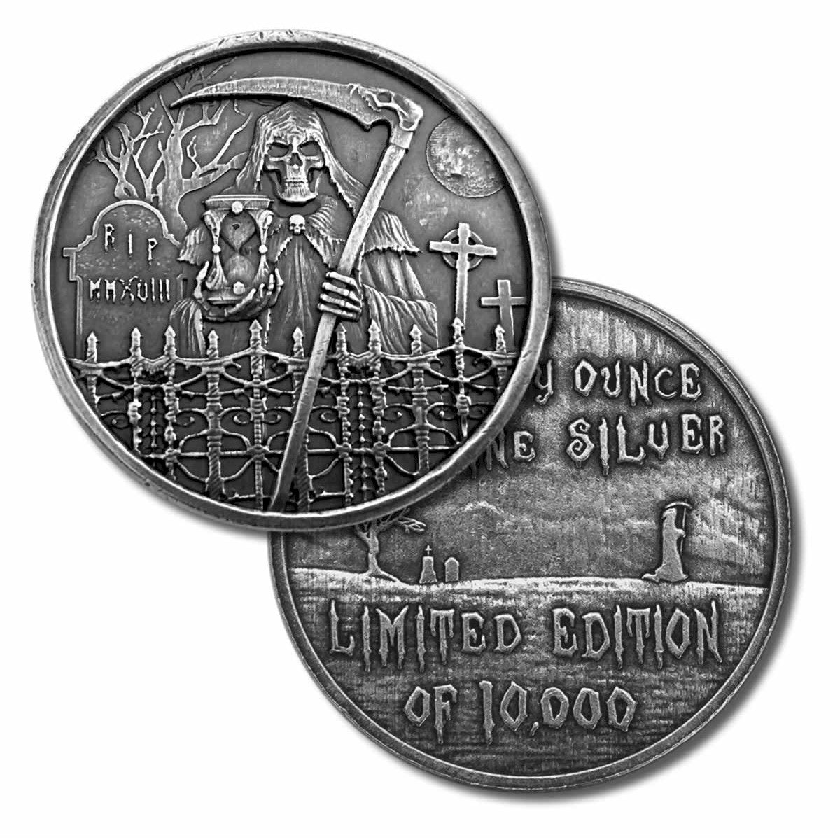 2018 Grim Reaper Death Ultra High Relief 1oz. .999 Silver (No Tax)