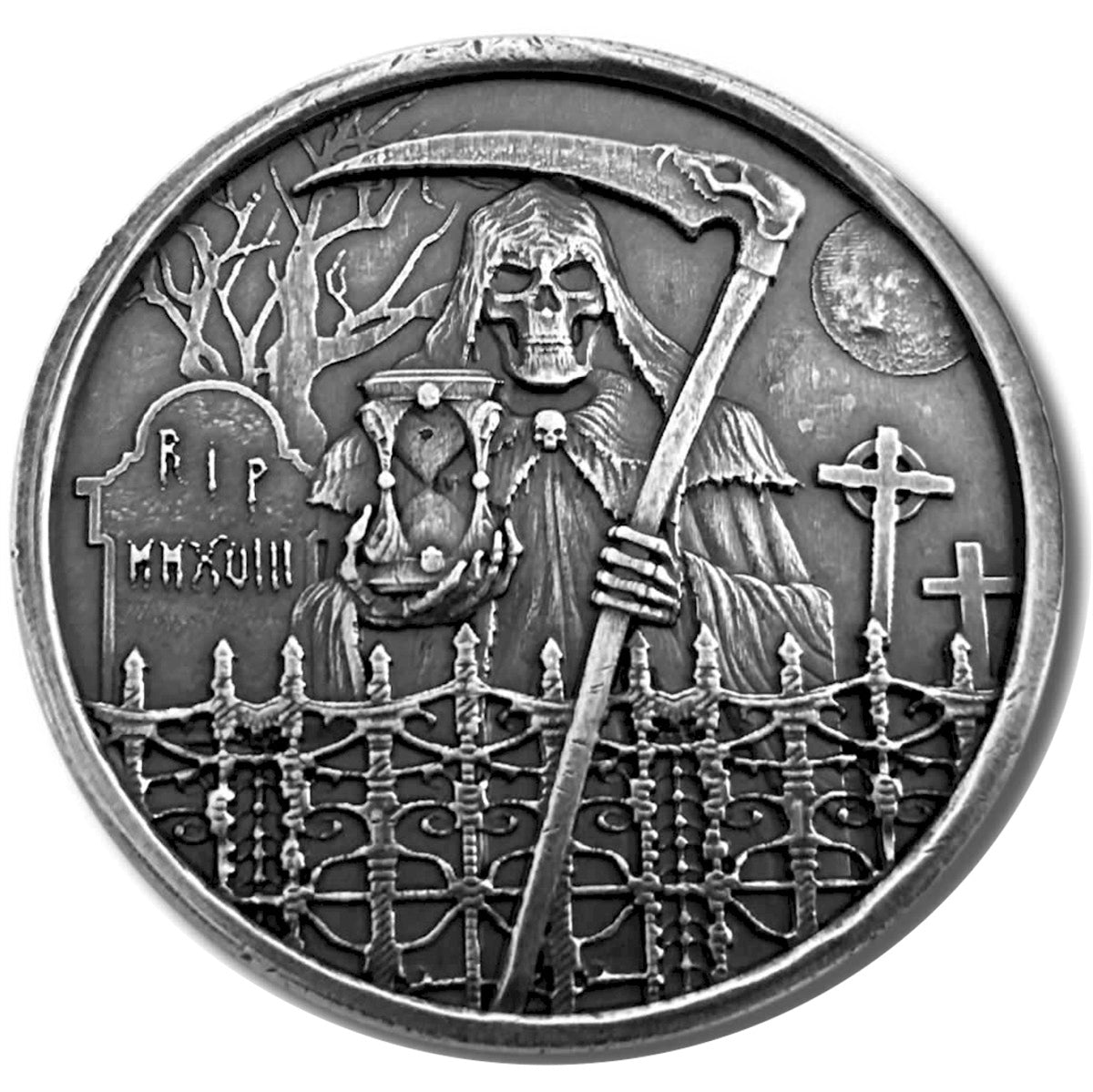 2018 Grim Reaper Death Ultra High Relief 1oz. .999 Silver (No Tax)