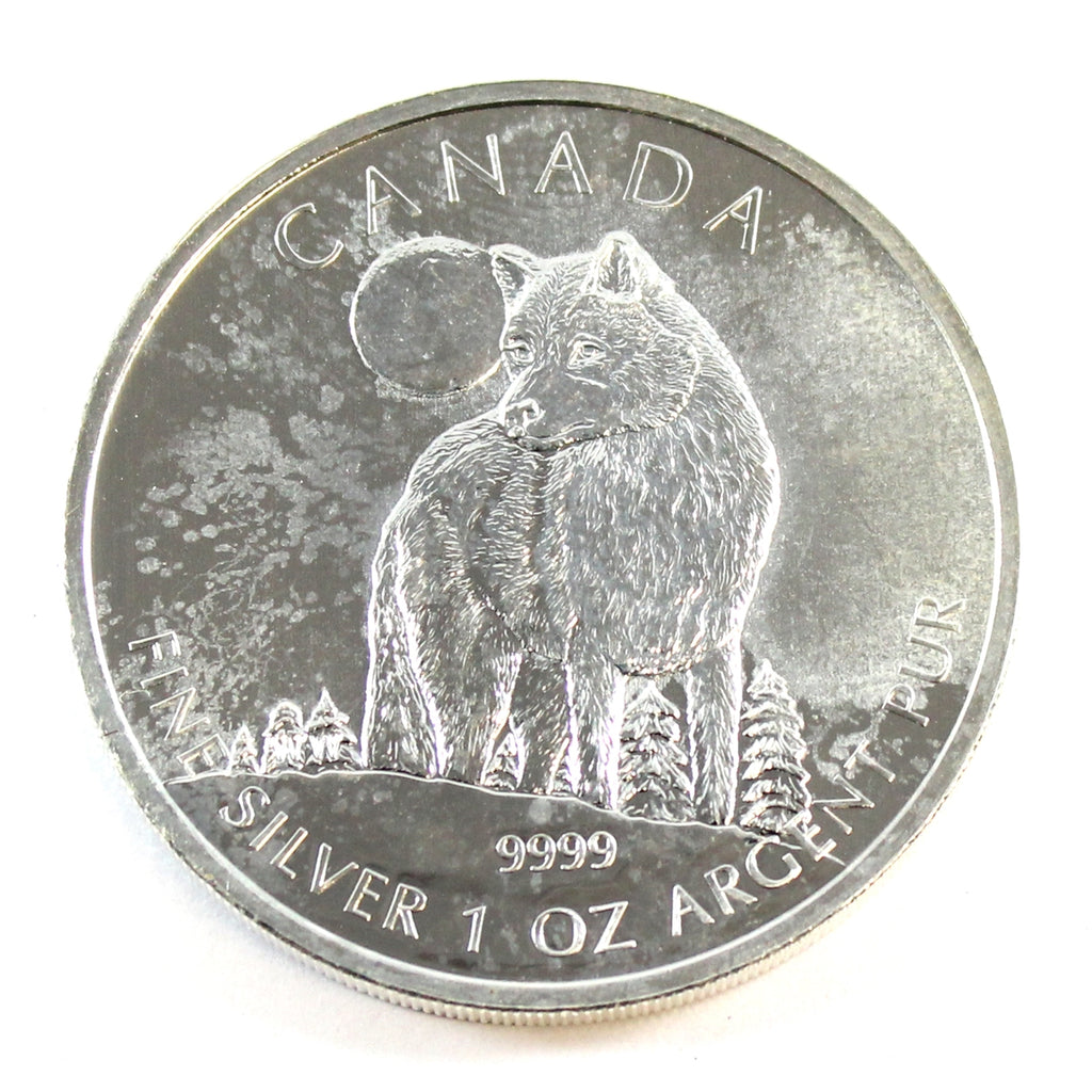 2011 Canada Wolf 1oz. .9999 Fine Silver (No Tax) Toned
