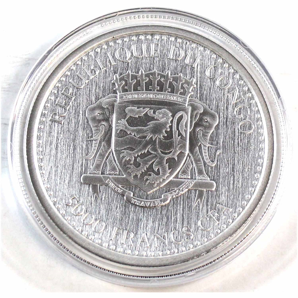 2015 Congo 5,000 Francs CFA Silverback Gorilla 1oz .999 Silver (No Tax) Capsule Scr.