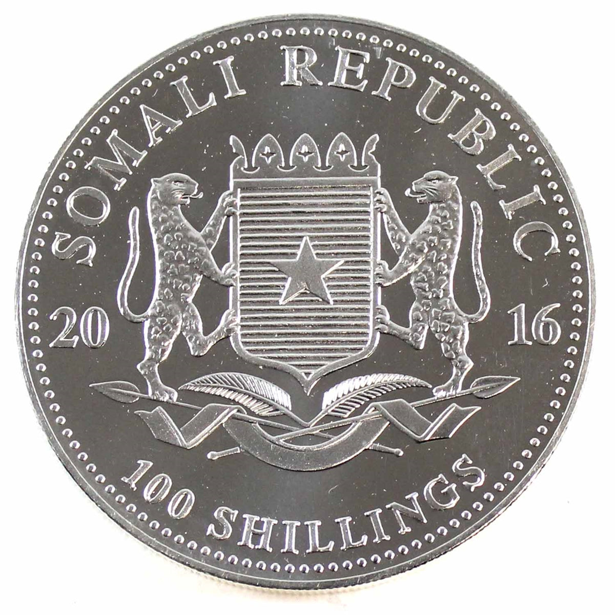 2016 Somali Republic 100 Shillings African Elephant 1oz Silver (No Tax) Flaws