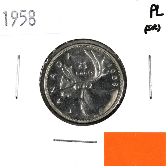 1958 Canada 25-cents Proof Like (Scratched, spots, or impaired)