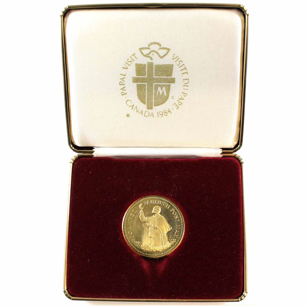 1984 Pope John Paul II - Papal Visit to Canada Medallion in Case (Impaired)
