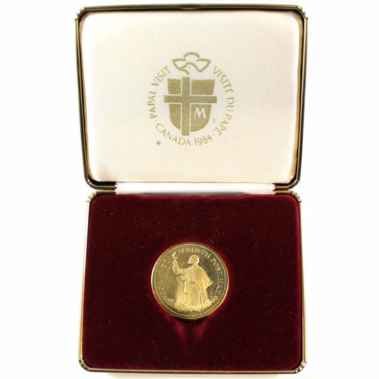 1984 Pope John Paul II - Papal Visit to Canada Medallion in Case (Impaired)