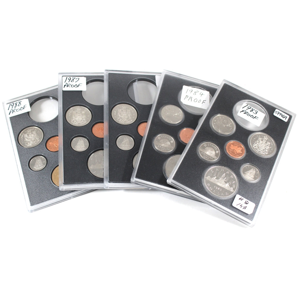 Lot of 1983-1988 Canada 6-coins Sets (broken from Double Dollar Sets) 6pcs