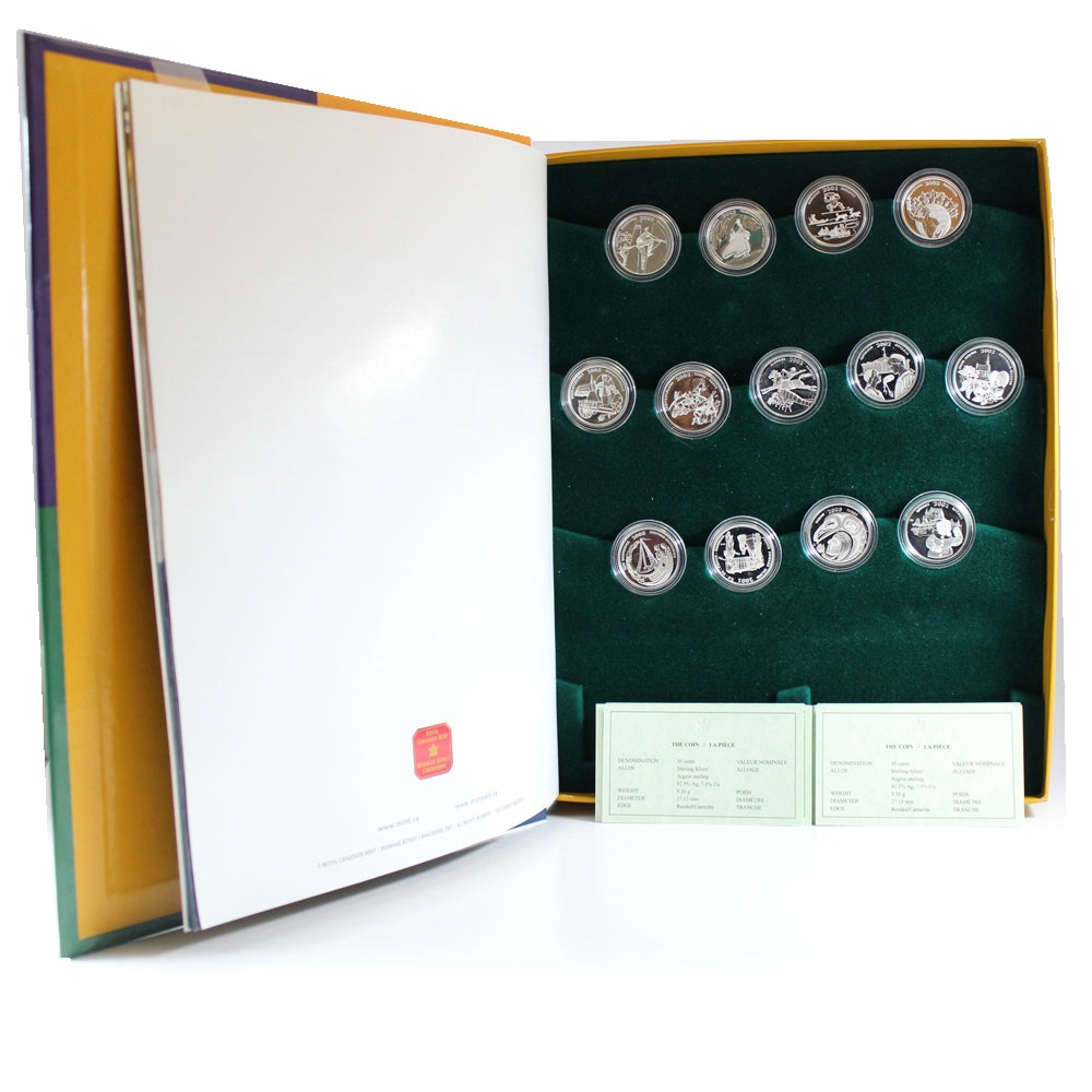 Complete 2001-2003 50c Festivals of Canada 13-Coin Sterling Silver Set (Impaired)