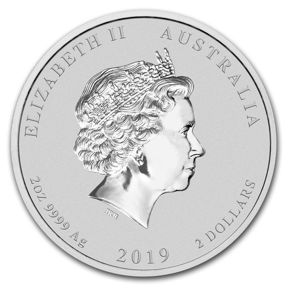 2019 Australia $2 Year of the Pig 2oz .9999 Silver (No Tax) Capsule Scuffed