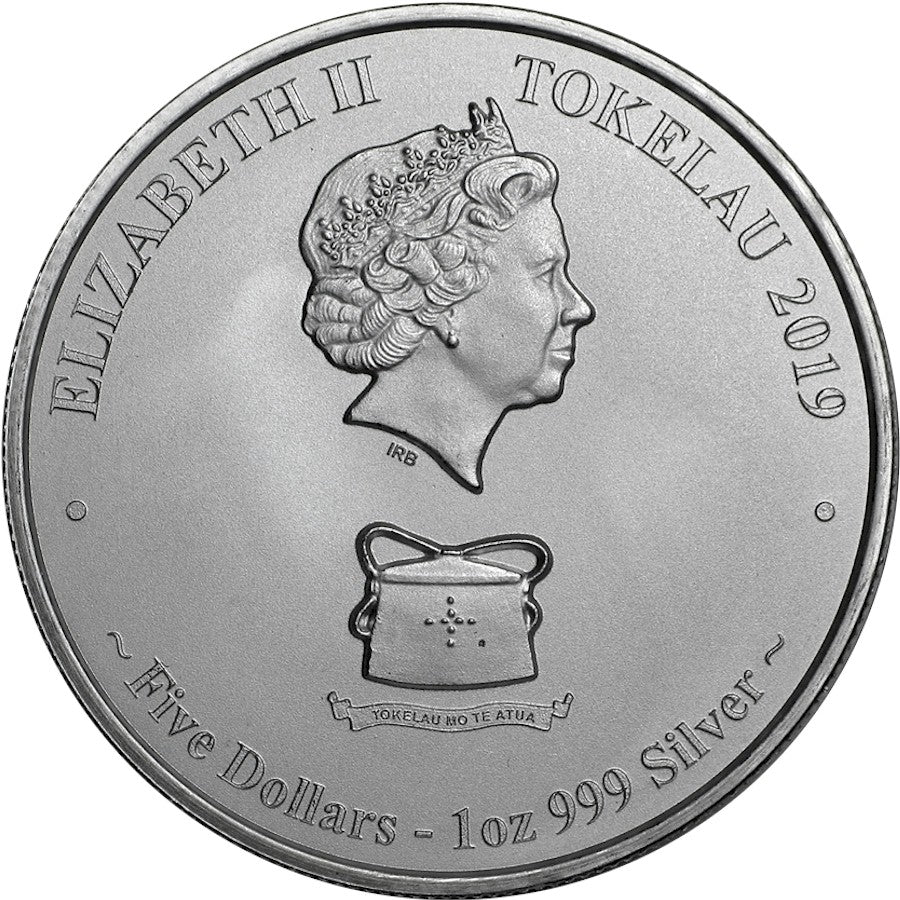 2019 Tokelau $5 Loggerhead Turtle 1oz. .999 Fine Silver (No Tax) lightly toned