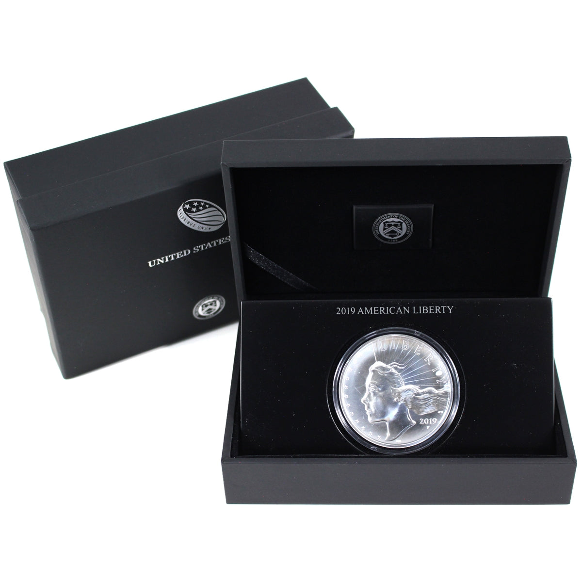 2019 P USA American Liberty High Relief Fine Silver Medal in Case (No Tax) Impaired