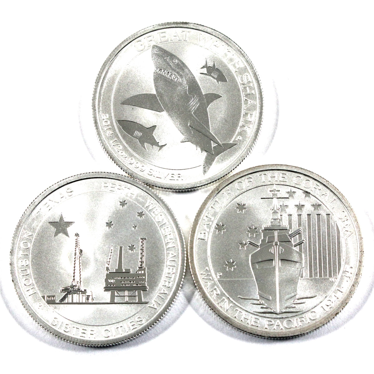 Group Lot of 2014 & 2015 Australia 50-Cents 1/2oz .999 Silver Coins, 3Pcs (No Tax)