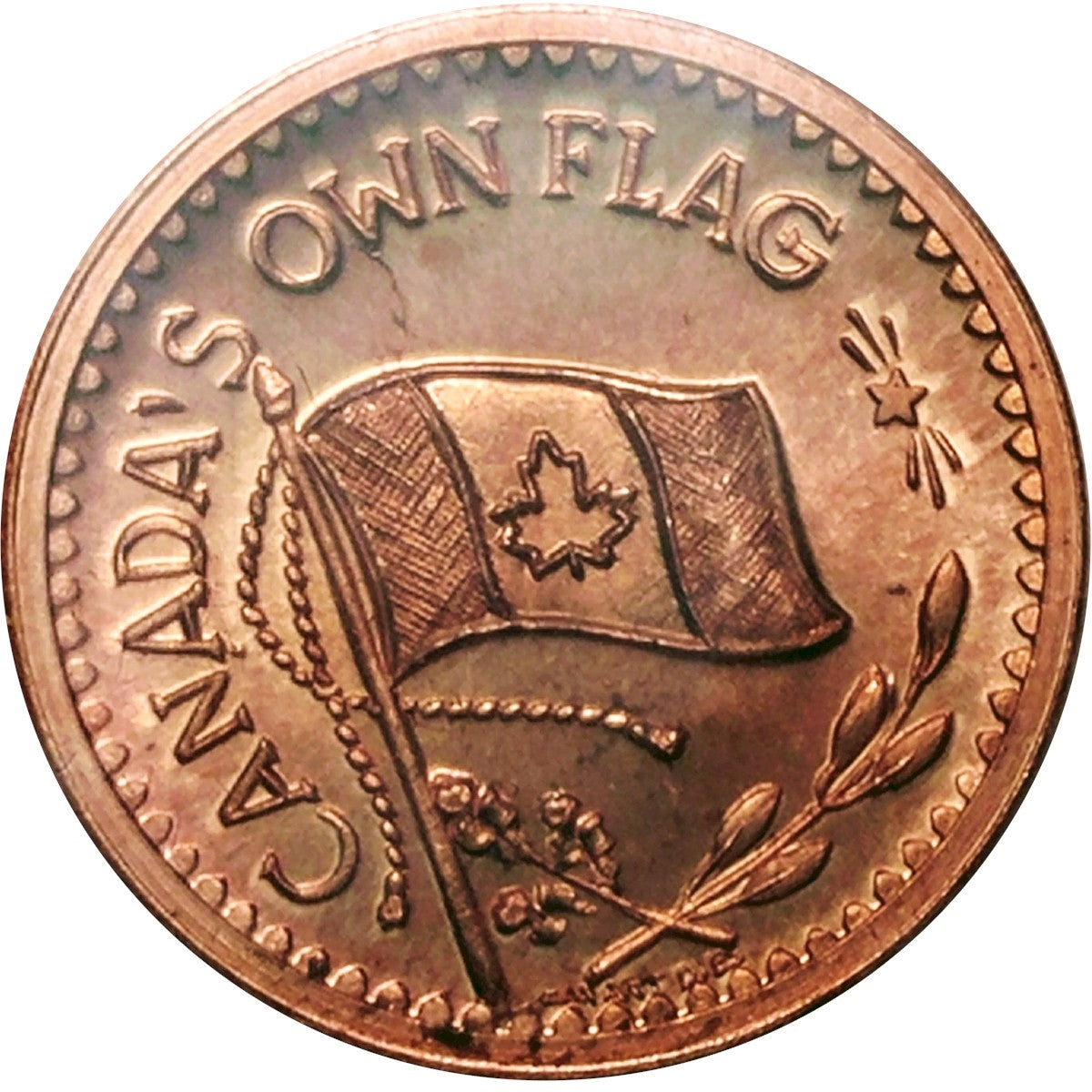 1964 Canada's Own Flag Copper Medallion on Card (Spot)