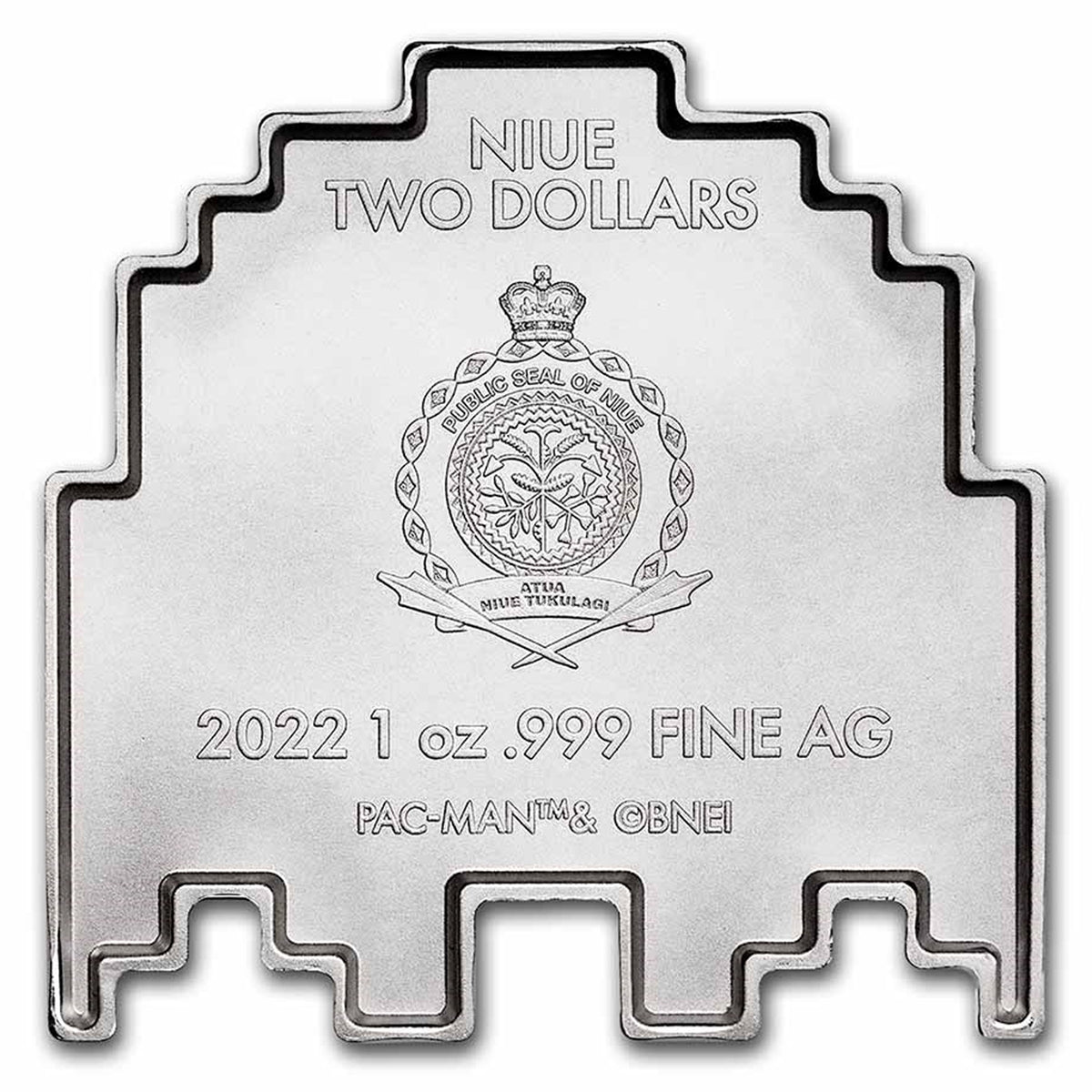 2022 Niue $2 Pac-Man™ GHOST Shaped Stackable 1oz Silver (No Tax) Lightly Scratched