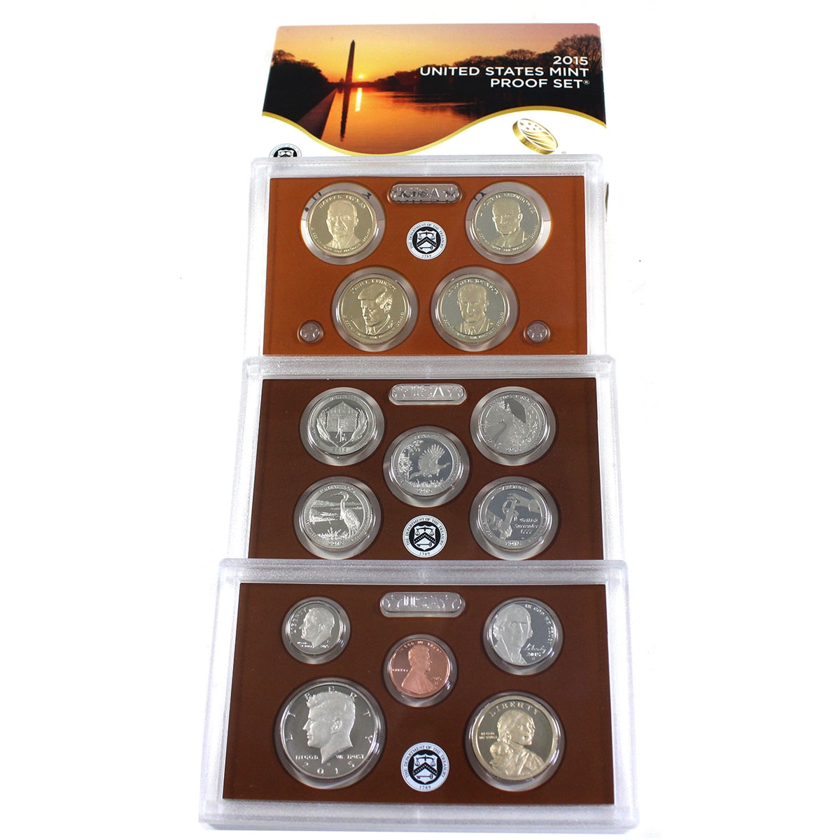 2015 S USA Proof Set (Lightly toned, wear on sleeve, case damaged)