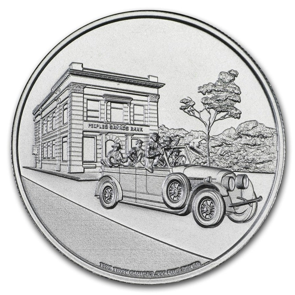 Public Enemy #1 Series: John Dillinger 2oz Silver (No Tax) Mild rubbing/Minor Ding