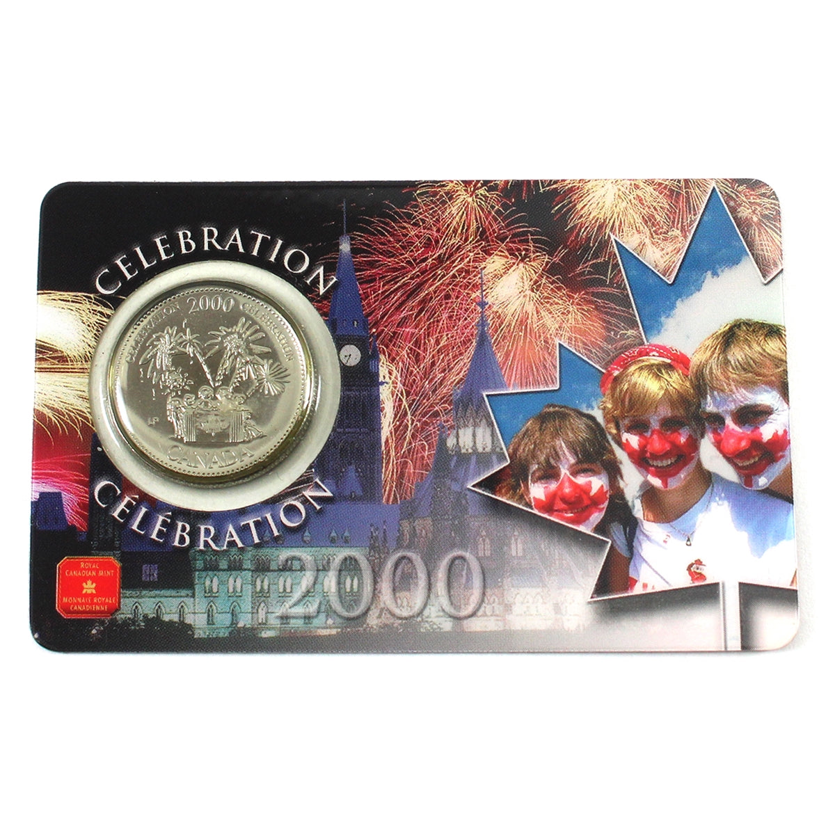 2000 Celebration Canada Millennium 25-cent Coin in Card Issued by the RCM