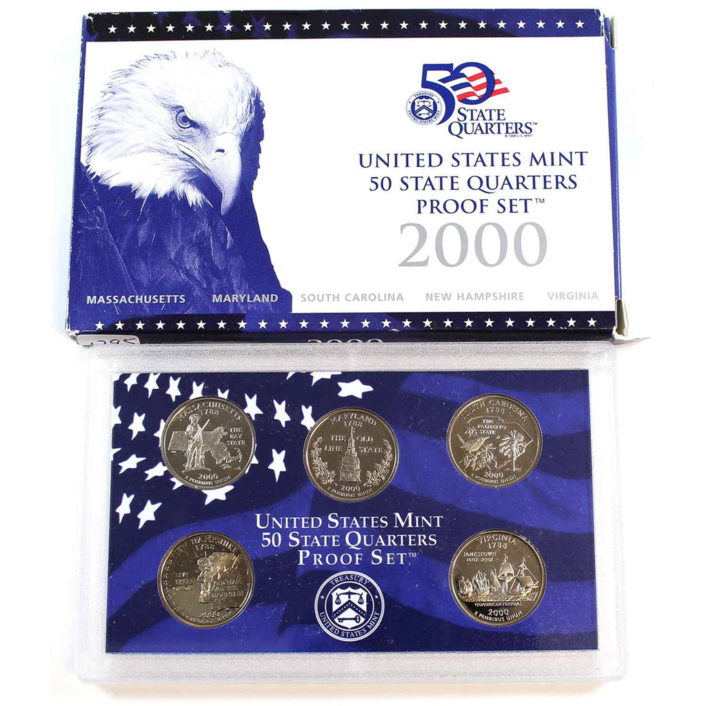 2000 S USA Mint 50 State Quarters Proof Set (A bit of wear on envelope)